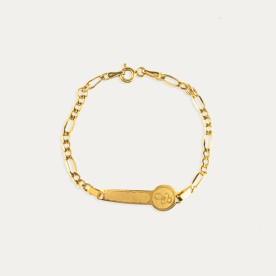 Pulsera de oro 18k para niña de comunión con chapa para grabación