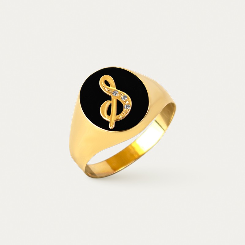 Anillo sello de oro con inicial sale